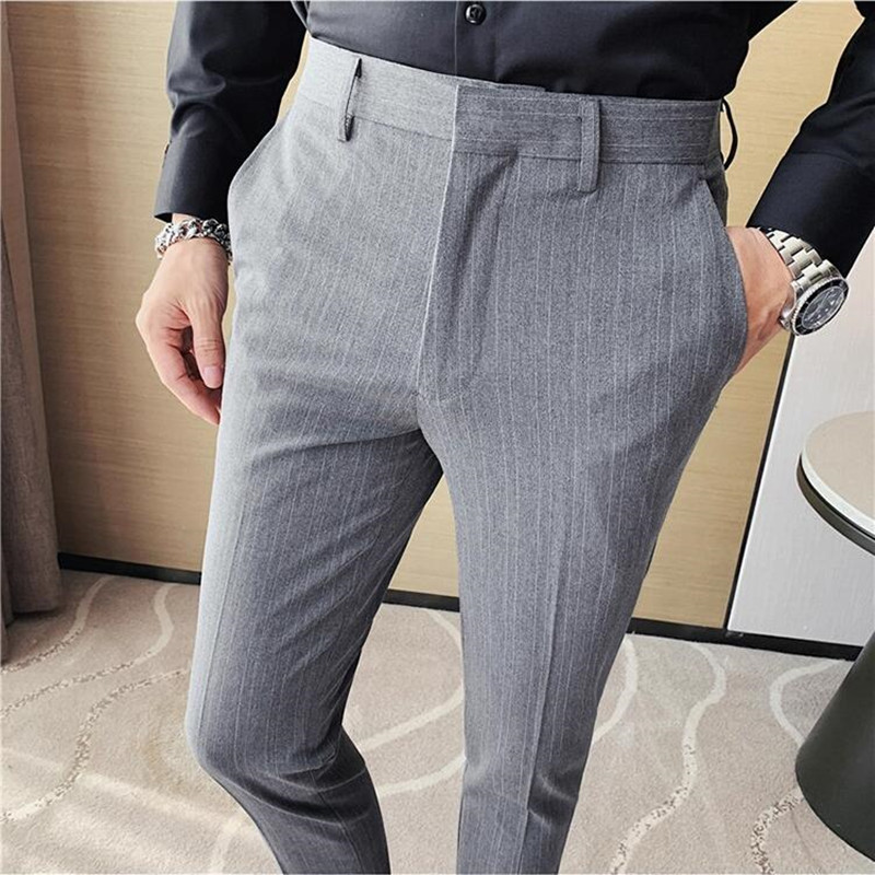 Korean Men Formal Wear - กางเกงสูทลายทางแฟชั่นใหม่ ไซส์ใหญ่พิเศษ 42 40 สำหรับฤดูใบไม้ผลิและฤดูร้อน สไตล์เกาหลี