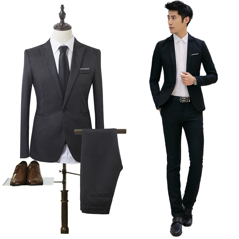 Men Formal Wear Clothes - ชุดสูทลำลองสำหรับงานแต่งงานผู้ชาย ทรงเข้ารูปพิเศษ สไตล์มืออาชีพ ชุดเพื่อนเจ้าบ่าว สองชิ้น ชุดทางการ