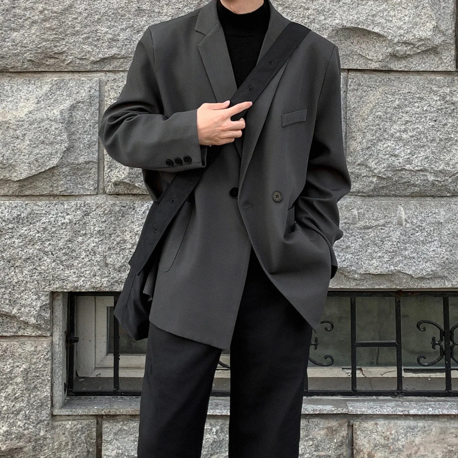 Korean Men Formal Wear - เสื้อเบลเซอร์ผู้ชายสไตล์เกาหลีสำหรับฤดูใบไม้ผลิและฤดูร้อน แฟชั่นลำลองหลวมๆ แจ็คเก็ตเดรสลำลองสไตล์ฮาราจูกุ เสื้อสูทลำลองสำหรับออกงาน