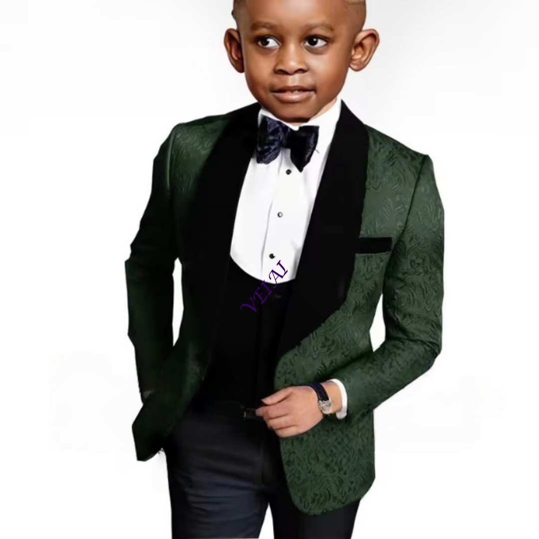 Men Formal Wear Clothes - ชุดสูทสามชิ้นลายดอกไม้สำหรับเด็กผู้ชาย IFashion ชุดทักซิโด้สำหรับงานแต่งงาน เสื้อแจ็คเก็ต กางเกง เสื้อกั๊ก