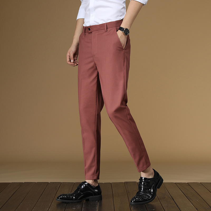 ฤดูร้อนกางเกงผู้ชายสีแดงสีดําส - Men Formal Wear For Summer บทวิจารณ์และราคา