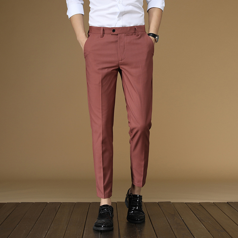 ฤดูร้อนกางเกงผู้ชายสีแดงสีดําส - Men Formal Wear For Summer บทวิจารณ์และราคา