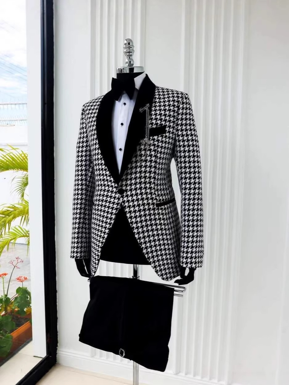 ชุดสูทลายตารางฮาวด์สทูธสุดหรูส - Men Formal Wear Clothes บทวิจารณ์และราคา