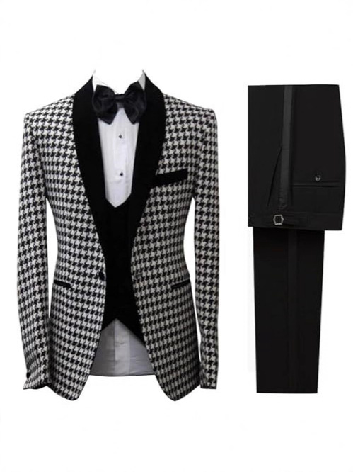 ชุดสูทลายตารางฮาวด์สทูธสุดหรูส - Men Formal Wear Clothes บทวิจารณ์และราคา