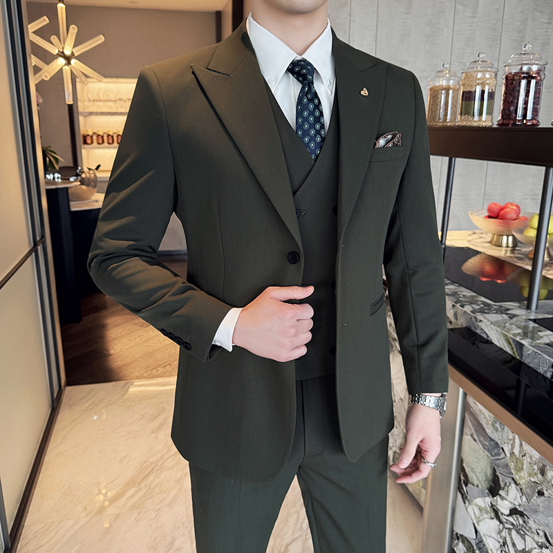 สลิมฟิตชุดสามชิ้นสไตล์เกาหลีสอ - Korean Men Formal Wear บทวิจารณ์และราคา