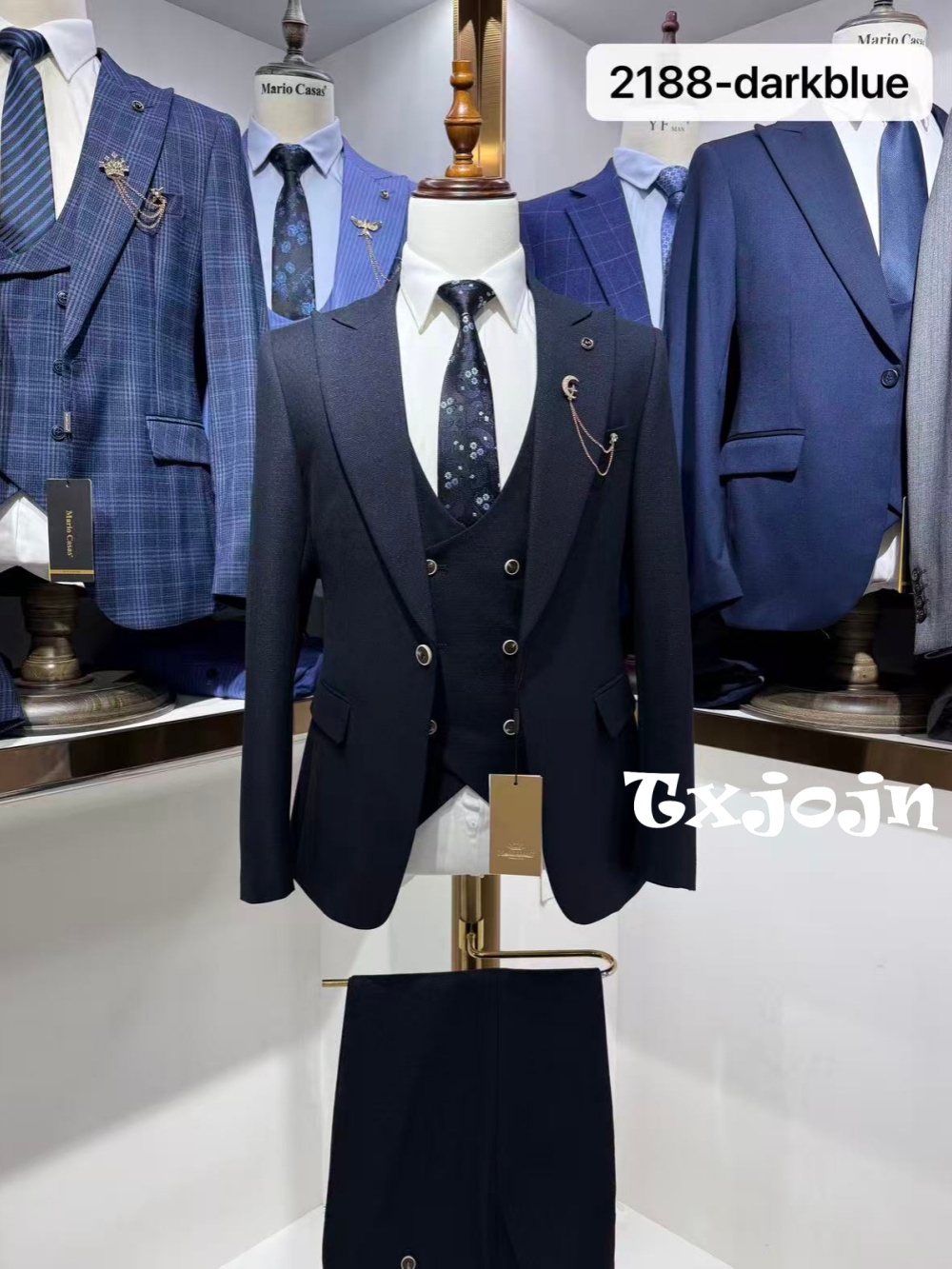 ชุดสูทผู้ชายสีน้ำเงินเข้ม 3 ชิ - Men Formal Wear Clothes บทวิจารณ์และราคา