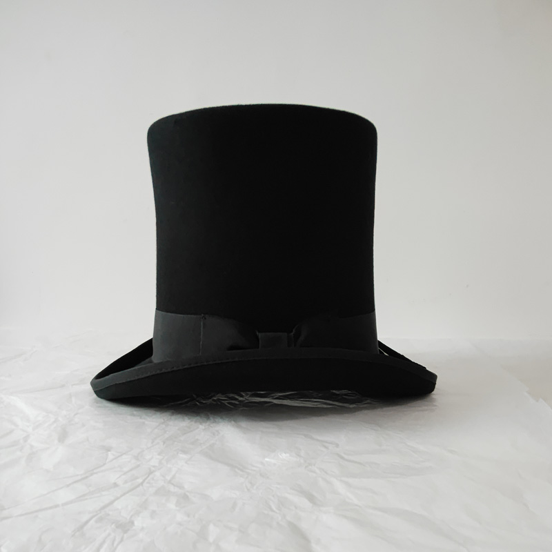 หมวกทรงสูงสีดำทำจากผ้าขนสัตว์ข - Victorian Men'S Formal Wear บทวิจารณ์และราคา